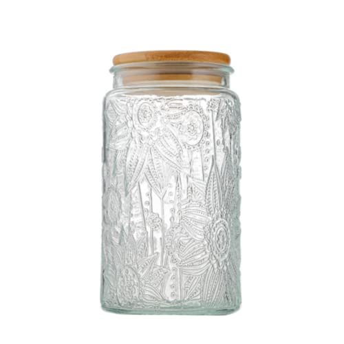 ANSQU Vintage Glass Canister, 34oz Candy Jar with Lid...