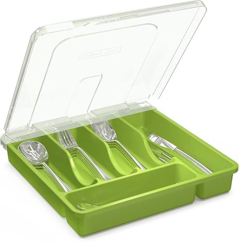 YICOCHI Utensil Holder for Countertop with Lid, Plastic...