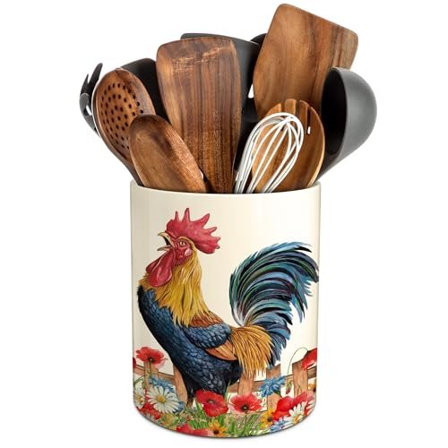 Hexagram Rooster Decor Utensil Holder, Rooster Chicken...