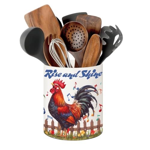 Rooster Kitchen Decor, 6.5inch Ceramic Utensil Holder...