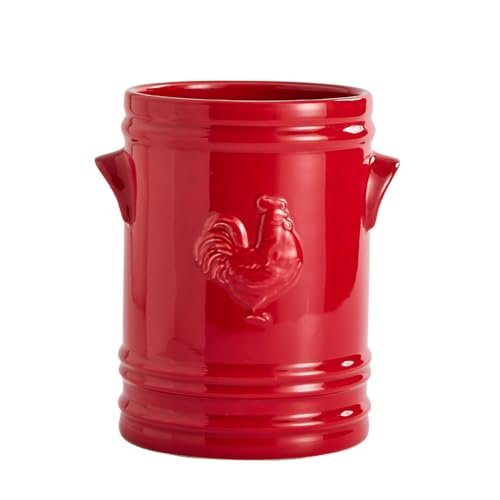 WAIT FLY Embossed Rooster Porcelain Kitchen Utensil Holder...