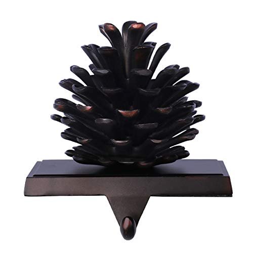 Hxezoc Pine Cone Christmas Stocking Holder, 3D Metal Mantel