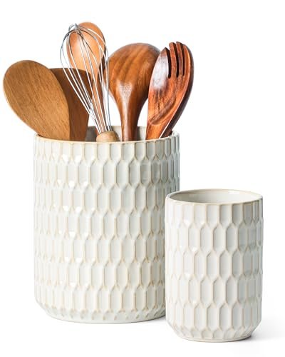 ArteBake Utensil Holder Set of 2, Large & Small Ceramic