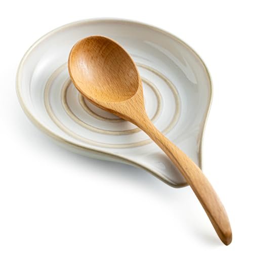 LAUCHUH Spoon Rest, Large Ceramic Spoon Holder Utensil Rest