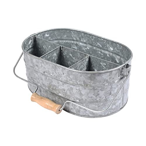 Homebia Designs Galvanized Metal Caddy with 4 Utensil...