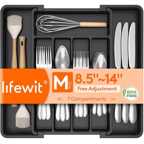 Lifewit Expandable Silverware Organizer, Plastic Utensil...