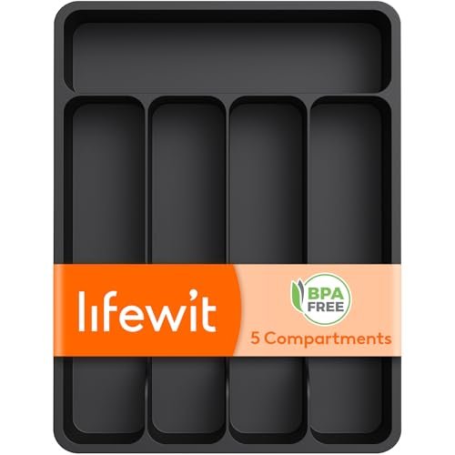 Lifewit Silverware Drawer Organizer Tray, Plastic Cutlery...