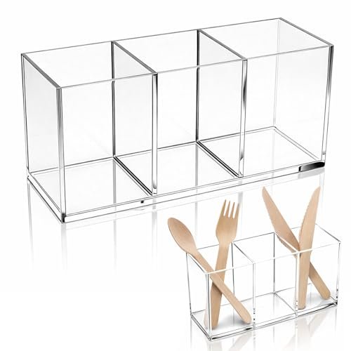 Fibraze Plastic Utensil Holder, Clear Acrylic Silverware...