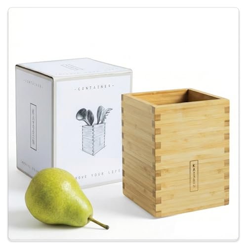 KAIZEN Natural Bamboo Utensils Holder for Kitchen Counter...