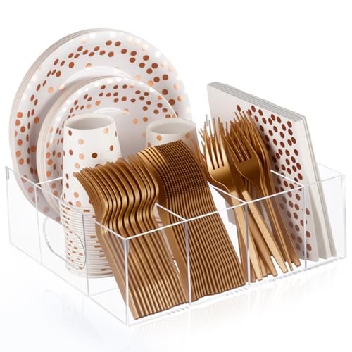 LemonRoad Utensil Holder for Party Acrylic Silverware Caddy
