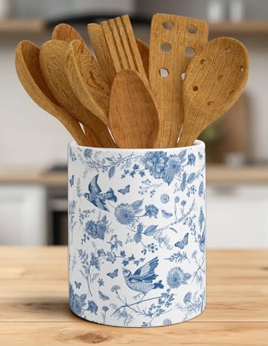 Whaline Chinoiserie Floral Ceramic Utensil Holder Vintage...
