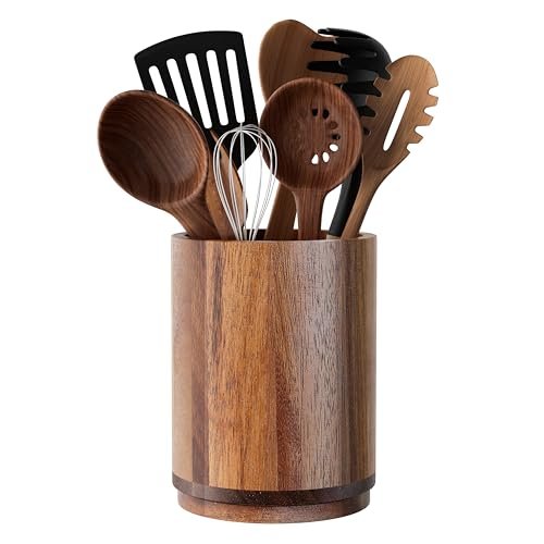 Segtenant Utensil Holder, Acacia Wood Kitchen Utensil 360°...