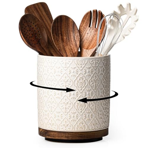 MIKIGEY Kitchen Utensil Holder, 360° Rotating Extra Large...
