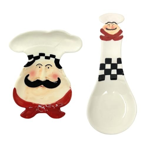 Fat Chef Spoon Rest and Kitchen Plate Italian Ceramic Decor