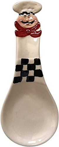 MT35 Fat Chef Kitchen Spoon Rest, Ceramic, White or Black
