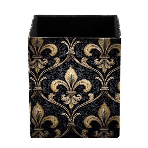 CDGIRUOWUNV Gold Black Fleur De Lis Pattern Pencil Pen...