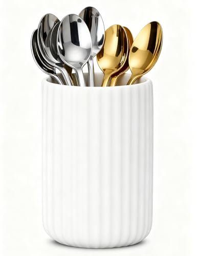 Ceramic Coffee Bar Utensil Holder & Spoon Rest Caddy