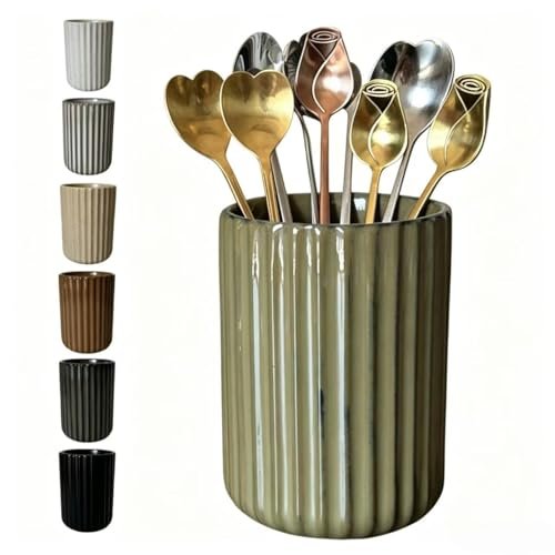 TOPYOKK Stoneware Coffee Bar Utensil Holder Tea & Coffee