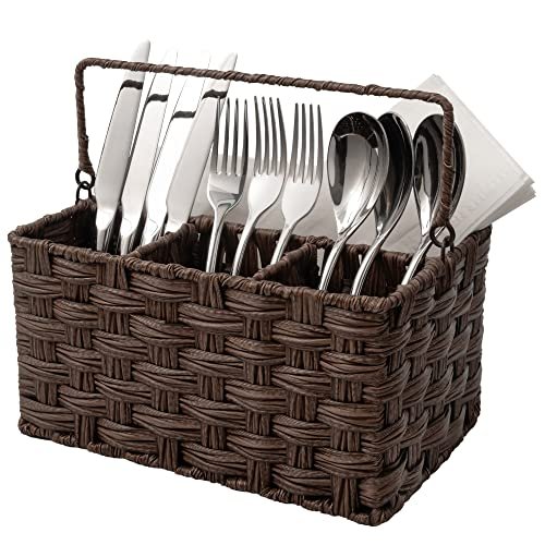 GRANNY SAYS Wicker Utensil Holder Organizer with Handle for...