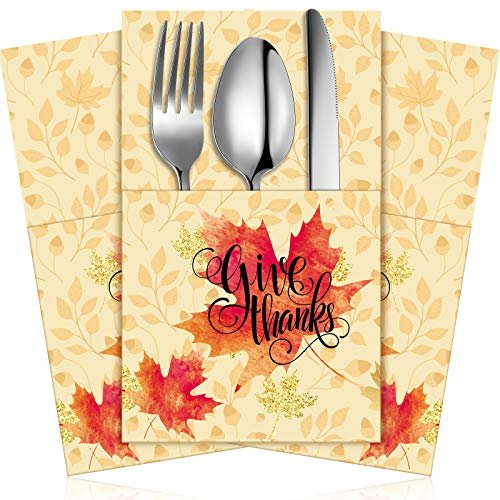 Outus 36 Pieces Thanksgiving Utensil Cutlery Napkins...