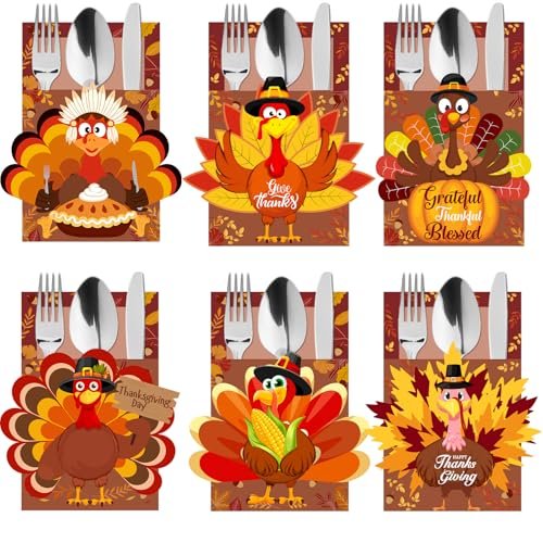 Thanksgiving Cutlery Holder, 24 PCS Thanksgiving Table...