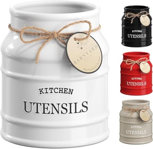 Barnyard Designs Ceramic Farmhouse Utensil Holder for...