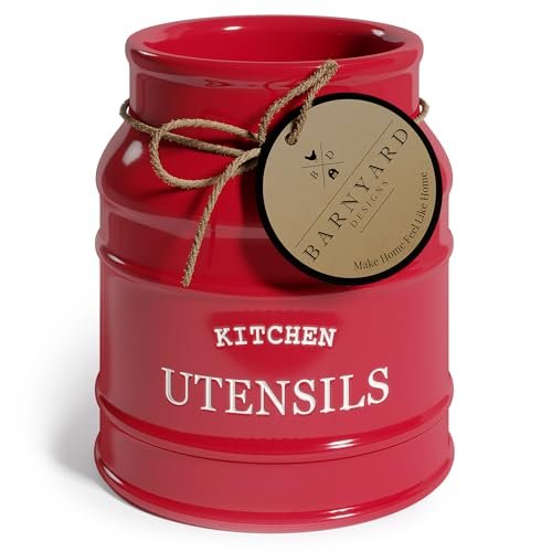 Barnyard Designs Ceramic Farmhouse Utensil Holder for...