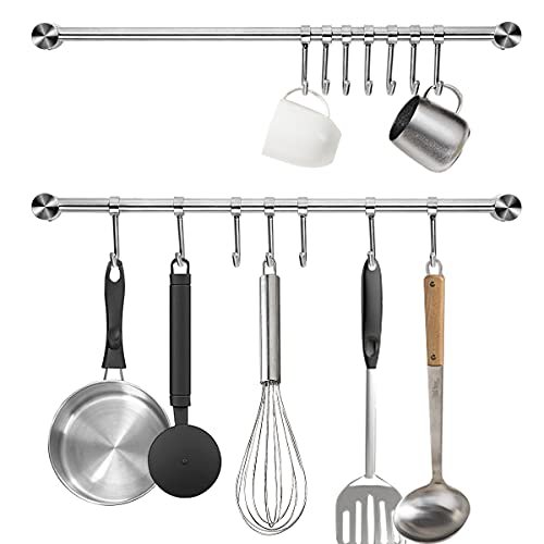 Audmore Kitchen Utensil Rack 2 Pack, 15.6 Inch Wall Mounted
