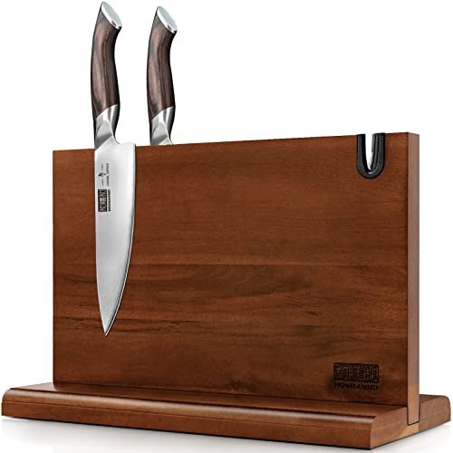 HOSHANHO Magnetic Knife Block 14 x 10 Double Sided Wood