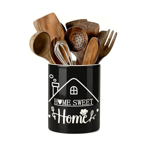 ARTDMT Black Kitchen Utensil Holder, Home Sweet Home...