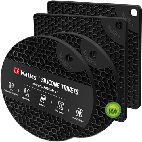 Walfos Silicone Trivet Mats - 4 Heat Resistant Pot Holders