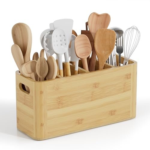 Segtenant Bamboo Utensil Holder for Kitchen Counter, Extra...