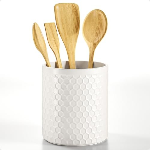 Ceramic Utensil Holder for Kitchen Counter with Anti-Slip...