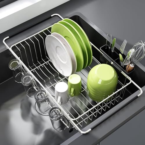 JASIWAY Dish Drying Rack in Sink, Expandable Stainless...