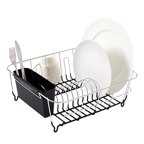Sweet Home Collection 2 Piece Dish Drying Rack Drainer Black