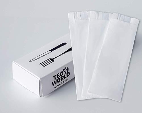 100 Pack 100% White Kraft Paper Bags, 2.75x10 Cutlery