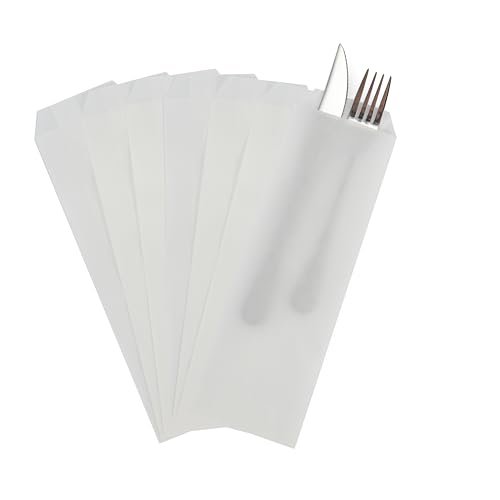 LOOKSGO 200 Count 3x10 Inches White Glassine Cutlery Bags
