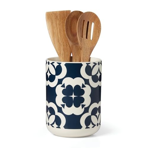 Kate Spade New York Elegant Geo Crock with Wood Utensils