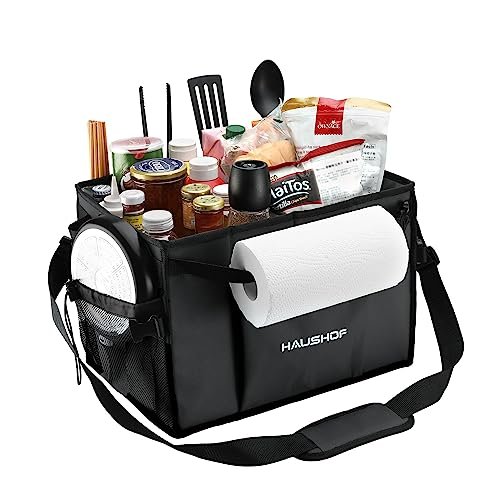 HAUSHOF Large Grill and Picnic Caddy with Paper Towel Holder