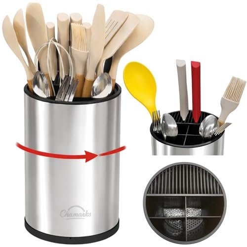 CHAMARKS 3-in-1 Kitchen Utensil Holder for Countertop Knife...