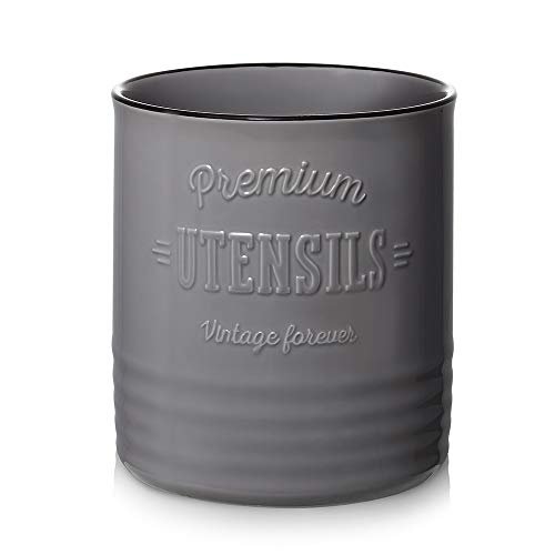 DOWAN 7.2″ Extra Large Kitchen Utensil Holder Ceramic Grey