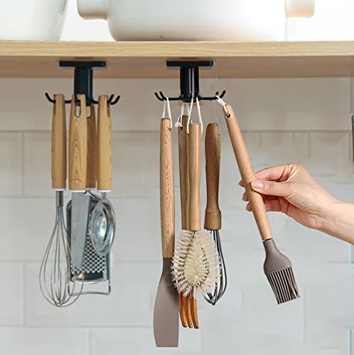 EigPluy 2pcs Under Cabinet Kitchen Utensil Hooks,360°...