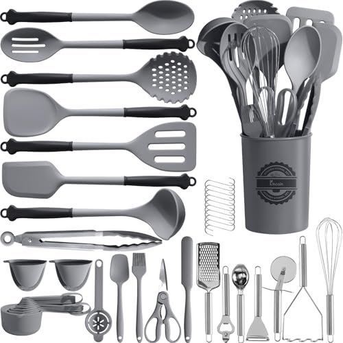 Kikcoin 43Pcs Large Kitchen Utensils Set - Silicone...