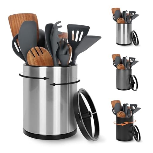 Nigelia Extra Large Kitchen Utensil Holder, 360° Stainless...