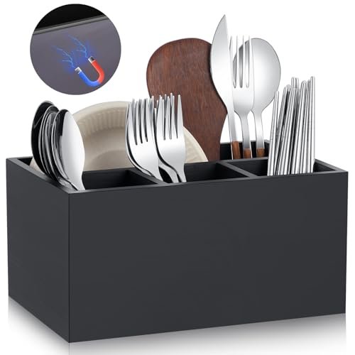 LemonRoad Magnetic Utensil Holder Silverware Caddy with 4...