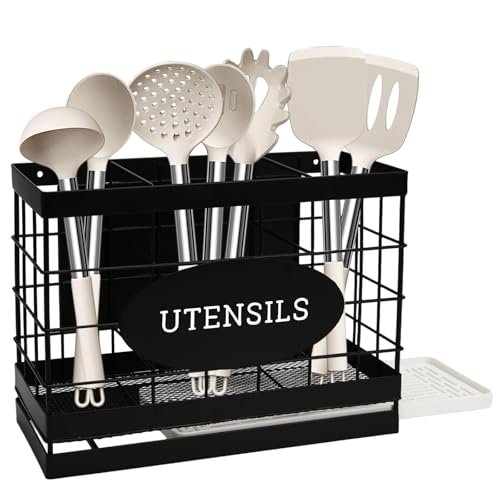 Vivise Magnetic Utensil Holder for Fridge Large Black Metal...