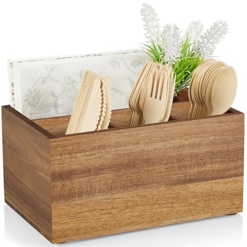 DRASTAR Utensil Caddy, Silverware Caddy for Party, Acacia...