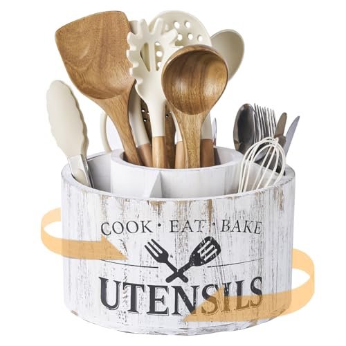 10.2 Inch Extra Large 360° Rotating Utensil Holder, Wooden...