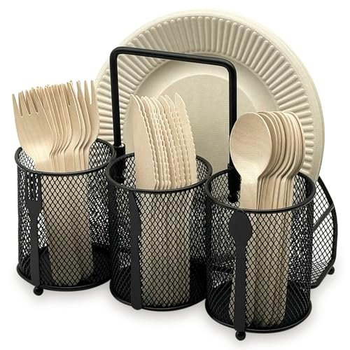 DysanVica Utensil Caddy Silverware Holder - 4 Metal Mesh...