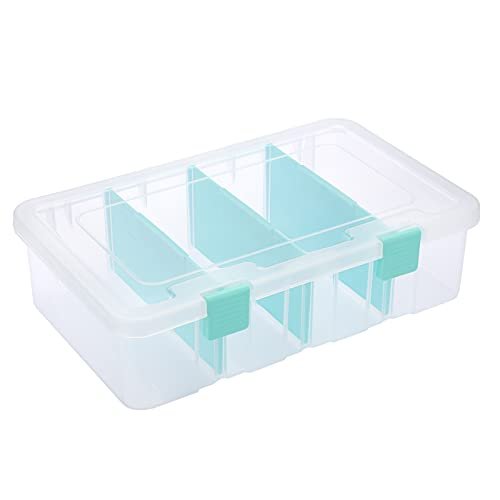 BTSKY Clear Plastic Dividing Storage Box with Adjustable...